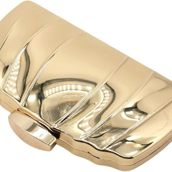 Women Metallic Clutch Purse Evening Bag Wedding Party Shoulder Bag - Picture 3 of 6